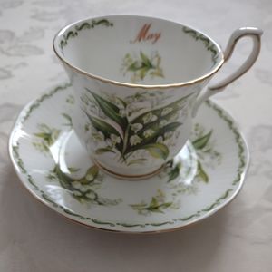 Queen's May birthday Flower of the month cup & saucer set